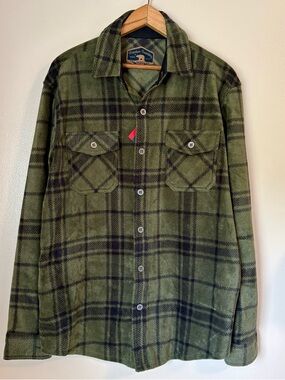 Olive Green Plaid Lightweight Shirt Jacket